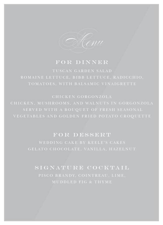 Formal Affair Clear Wedding Menus