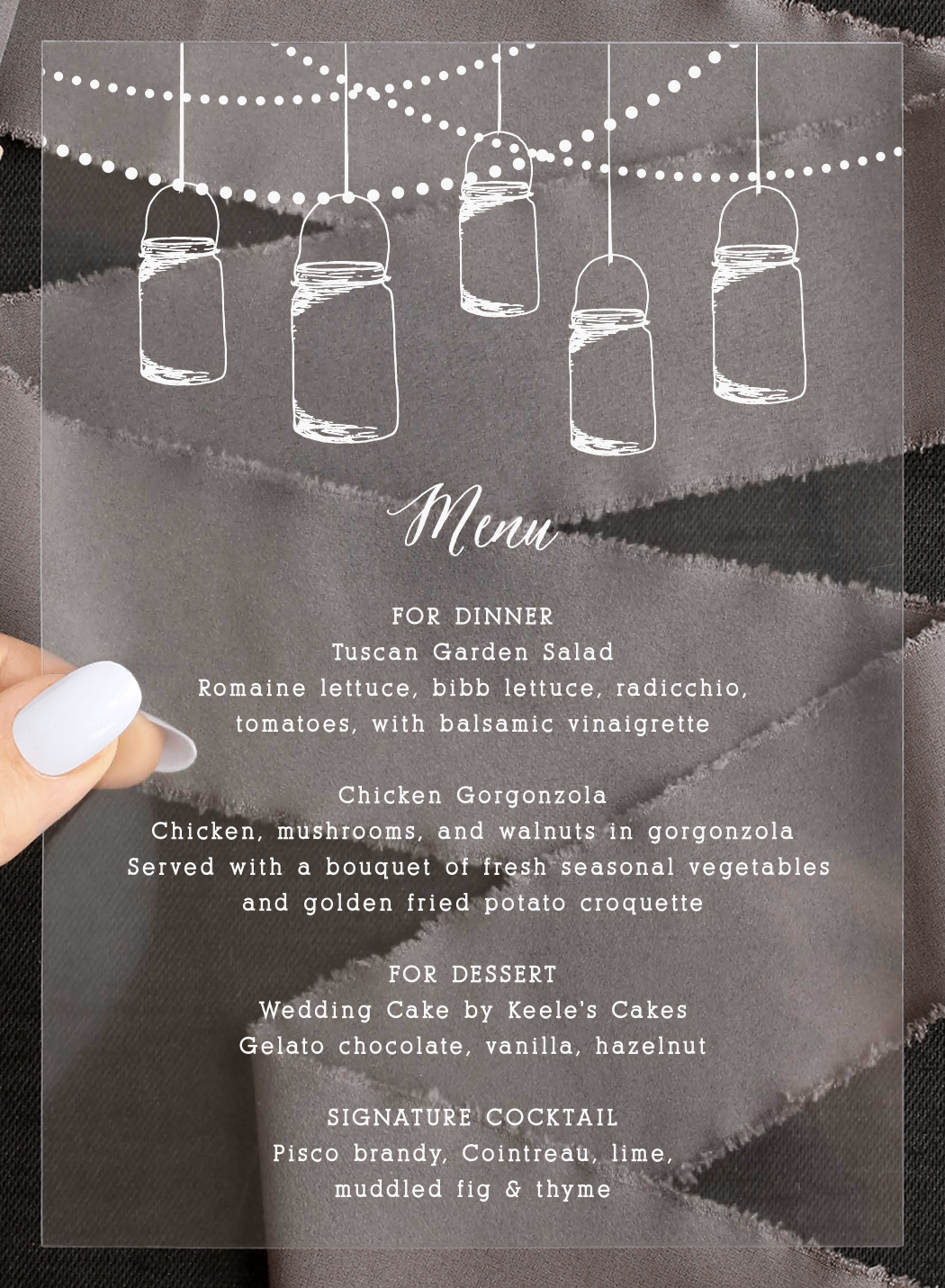 Lantern Lights Clear Wedding Menus