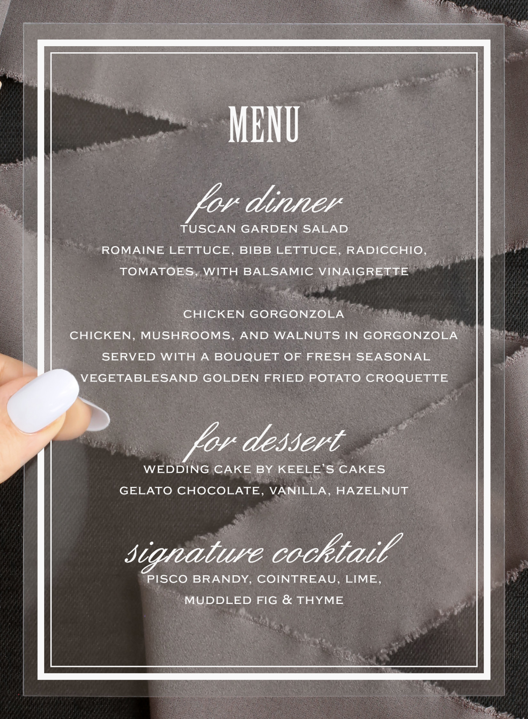 Antique Luxury Clear Wedding Menus