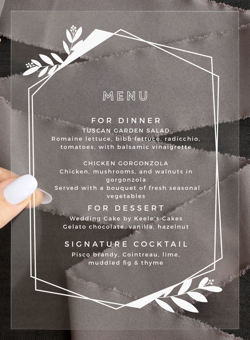 Modern Flora Clear Wedding Menus