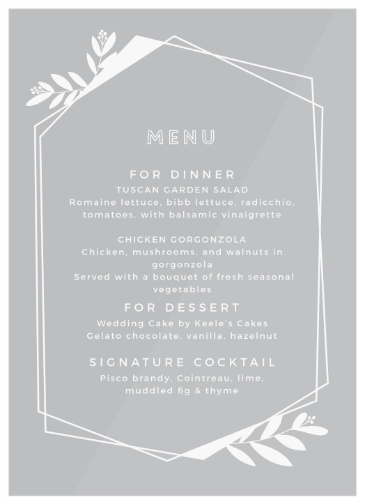 Modern Flora Clear Wedding Menus
