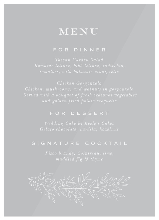 Vintage Greenery Clear Wedding Menus