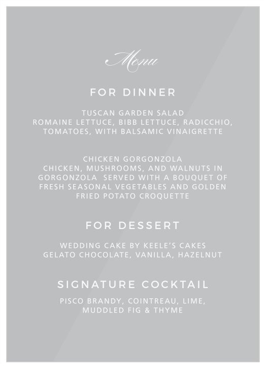 Modern Stack Clear Wedding Menus
