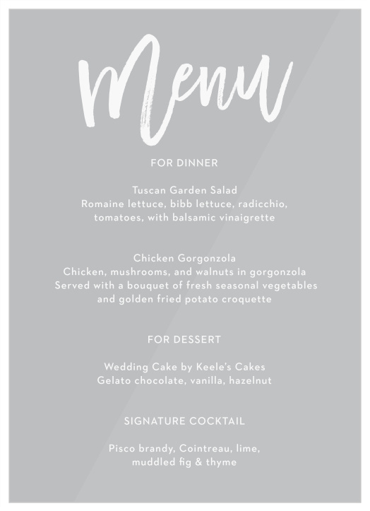 Marker Script Clear Wedding Menus