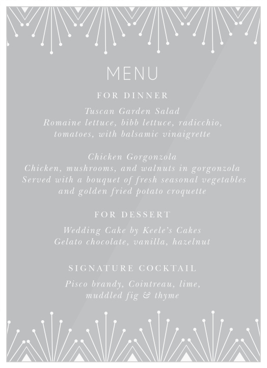 Deco Classic Clear Wedding Menus