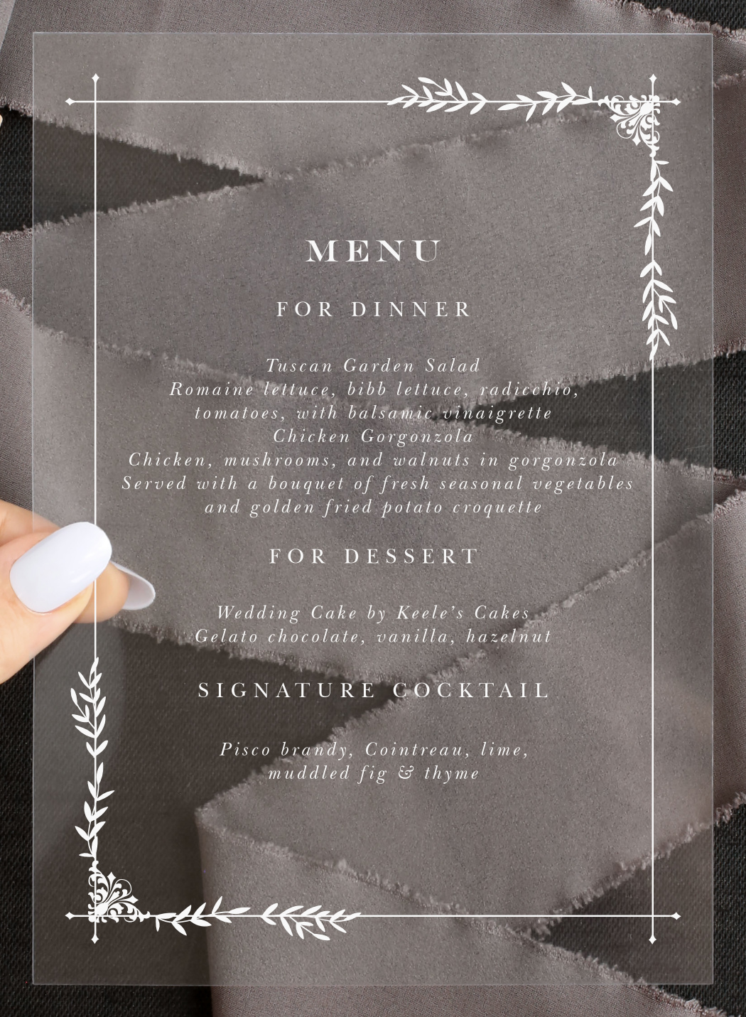 Garden Frame Clear Wedding Menus