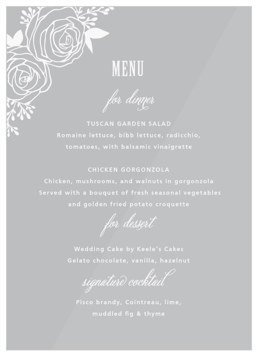 Rustic Flowers Clear Wedding Menus