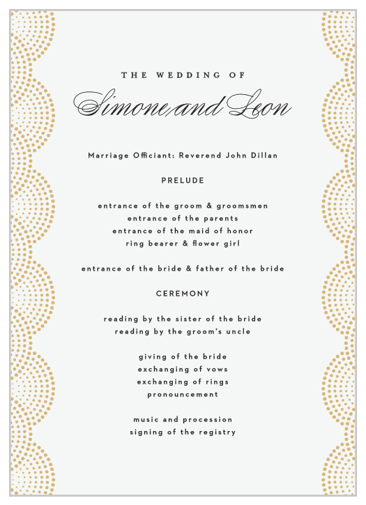 Walk family and friends through every step of your ceremony with our Dotted Devotion Wedding Programs.