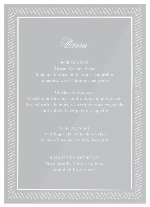 Handdrawn Frame Clear Wedding Menus