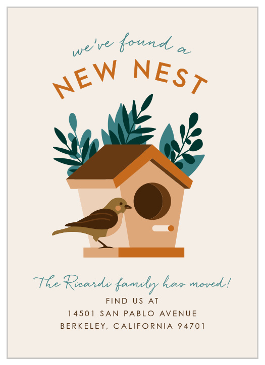 Announce your big move as you settle into your new nest with our New Birdhouse Moving Announcements! 