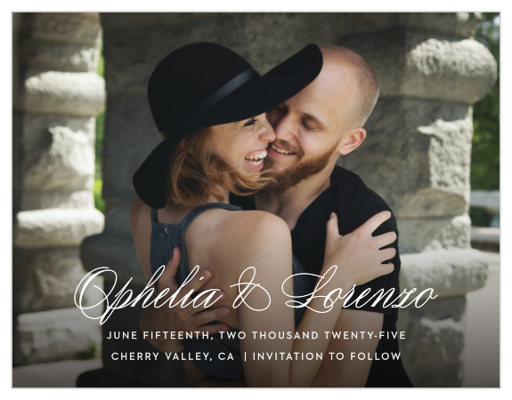 Family and friends are sure to mark their calendars for your wedding when you send out our Damask Border Save the Date Cards.
