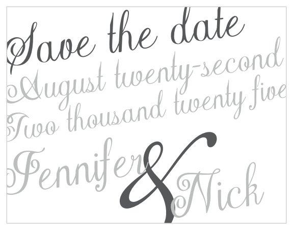 The Plain Elegance Foil save the date magnet has super cute text and a fun feeling. As always, you can change the colors and fonts in order to match your wedding scheme. Personalize the card and see your modifications instantly!
