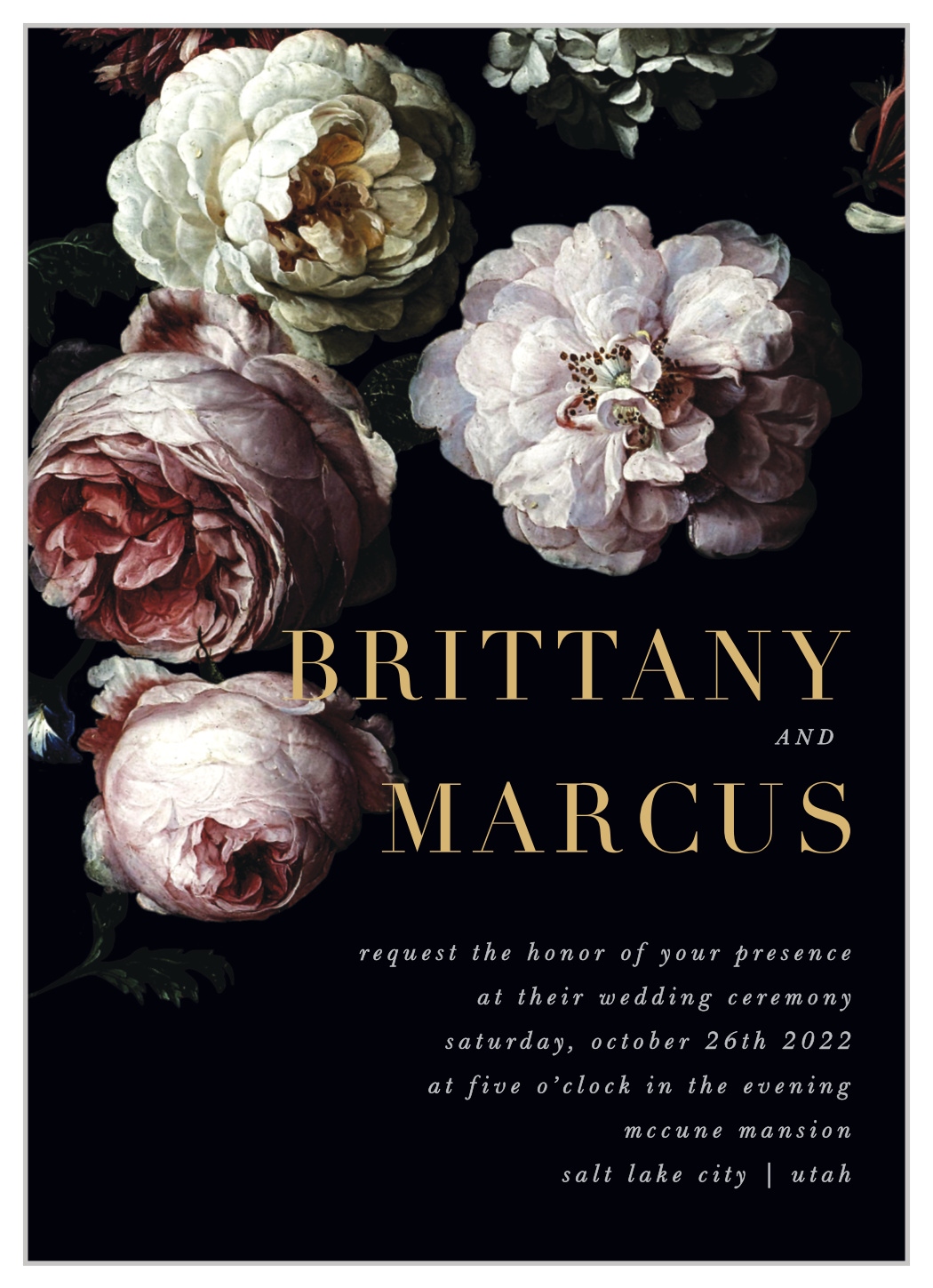 Moody Florals Wedding Invitations