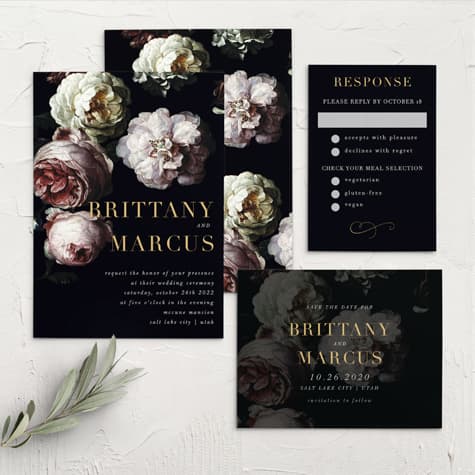 Moody Florals Wedding Invitations