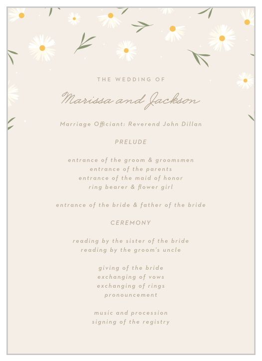 Falling Daisies Wedding Programs