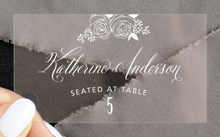Rustic Flowers Clear Place Cards