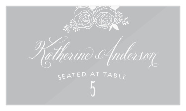 Guide your guests to their seat with our Rustic Flowers Clear Place Cards!