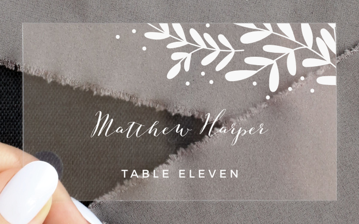 Garden Leaves Clear Place Cards