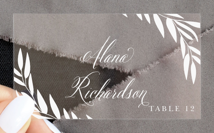Greenery Leaves Clear Place Cards