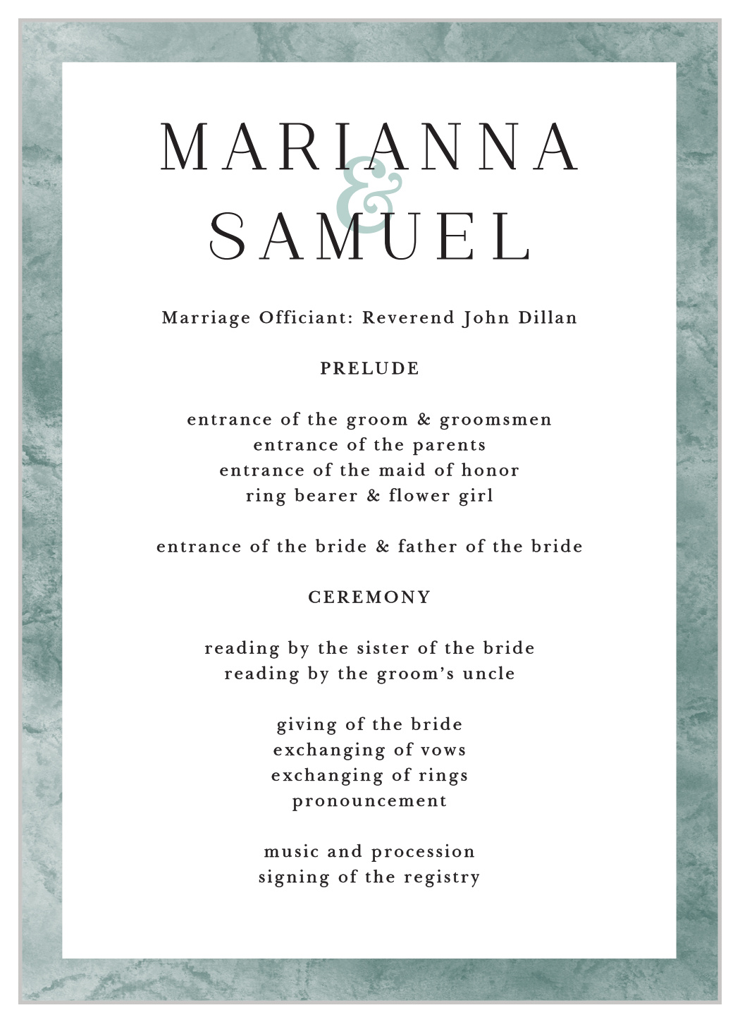 Formal Ticket Wedding Programs