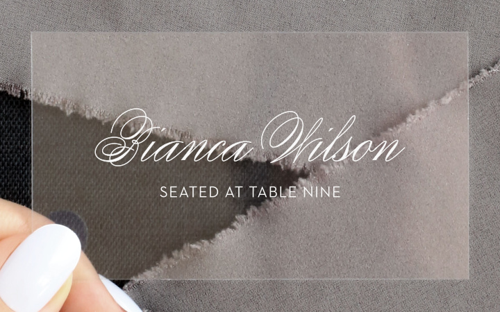 Deco Typography Clear Place Cards