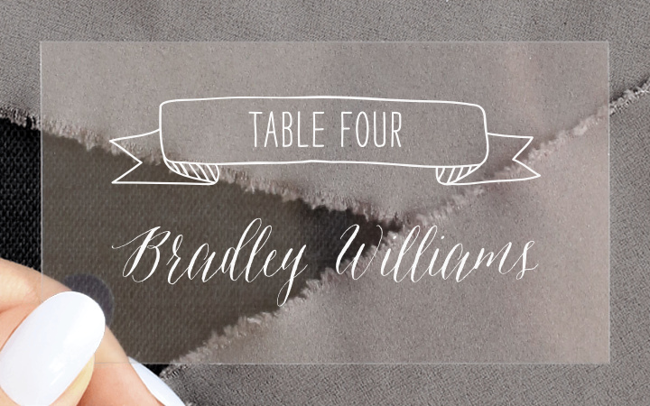 Chalkboard Inscription Clear Place Cards