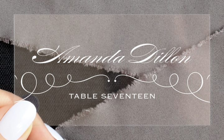 Swirl Frame Clear Place Cards