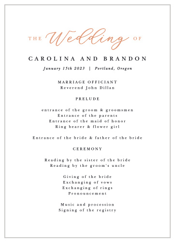 Fading Photo Wedding Programs
