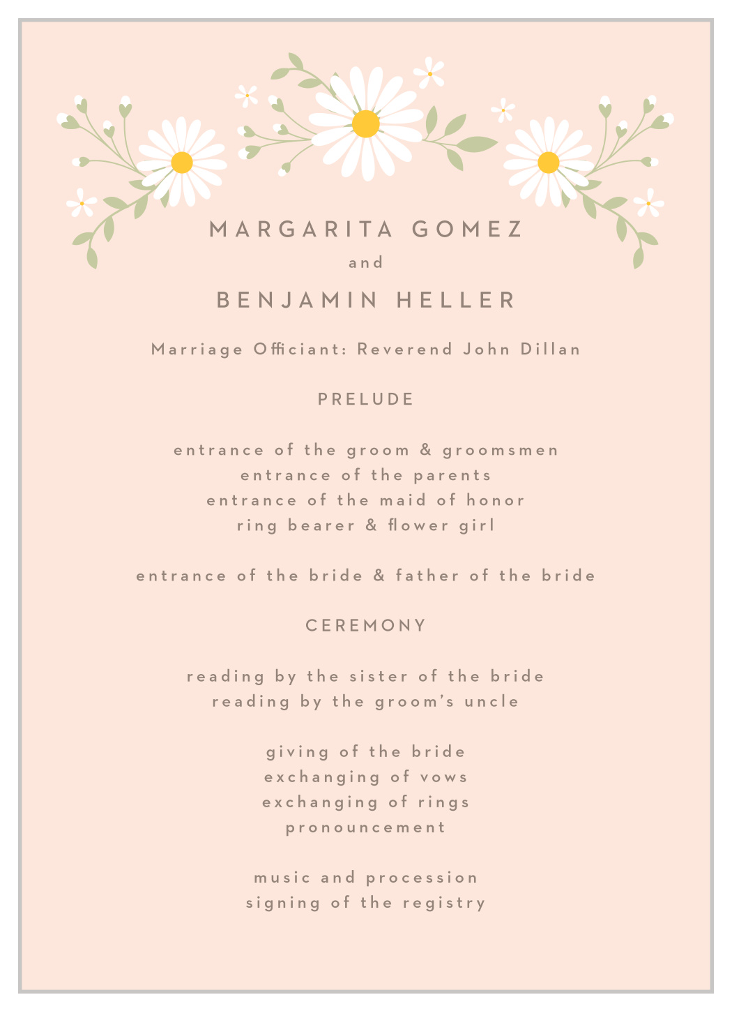 Summer Daisy Wedding Programs