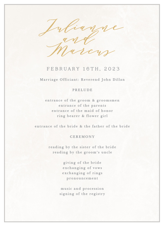 Pure Simple Lines Wedding Programs