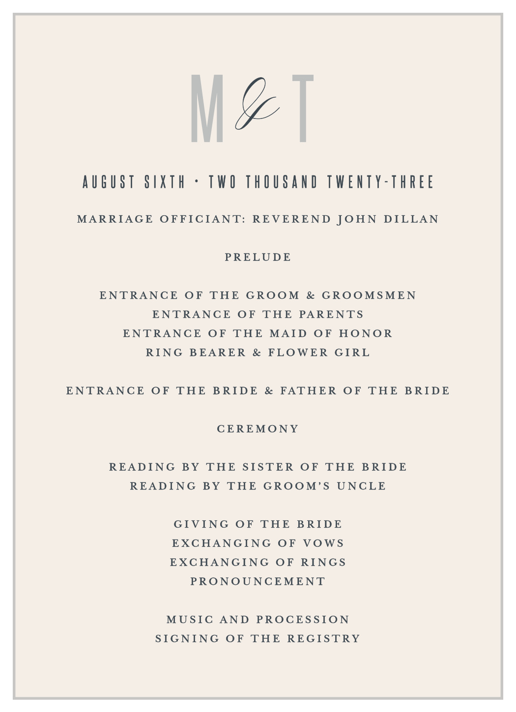 Traditionally Formal Wedding Programs