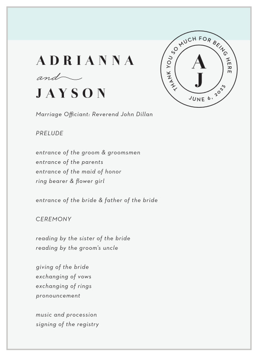 Sheer Stripe Wedding Programs