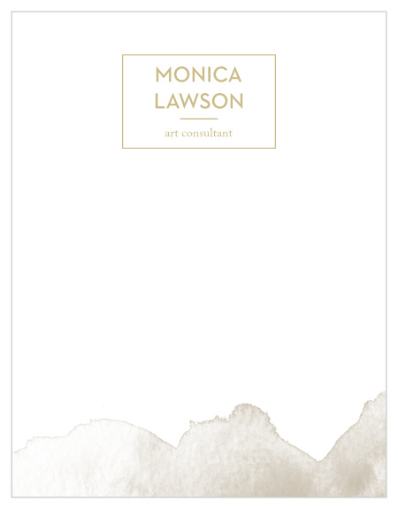 Shades of grey watercolors splash across the bottom of our Watercolor Waves Business Stationery!