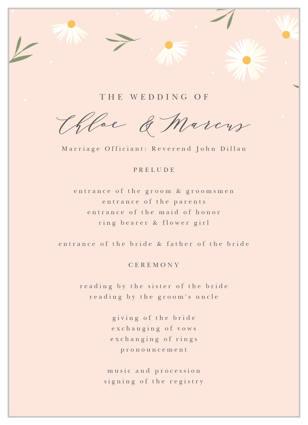 Tiny Daisies Wedding Programs