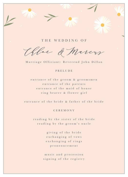 Tiny Daisies Wedding Programs