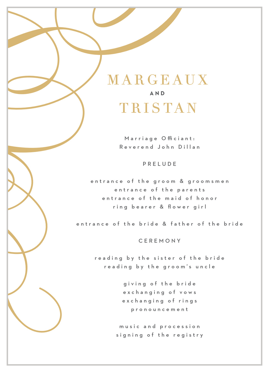 Timeless Swirls Wedding Programs