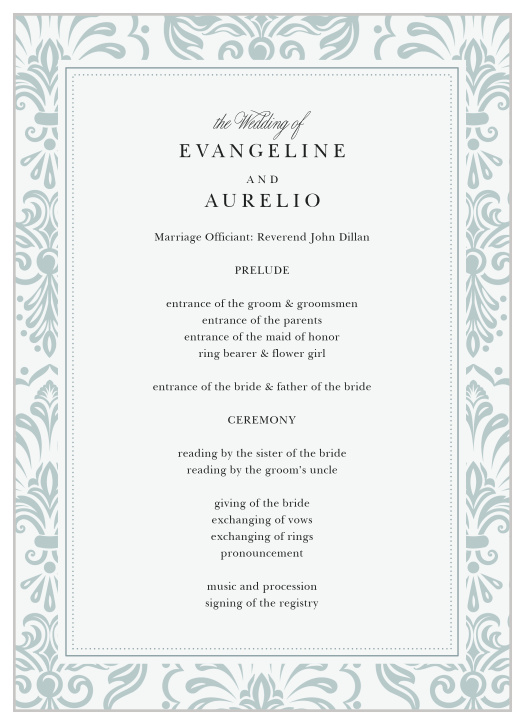 Timeless Damask Wedding Programs