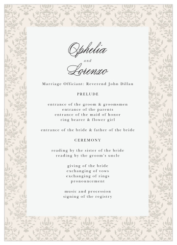 Damask Border Wedding Programs