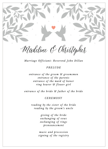 Whimsical Love Birds Wedding Programs