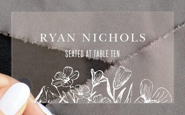 Floral Border Clear Place Cards