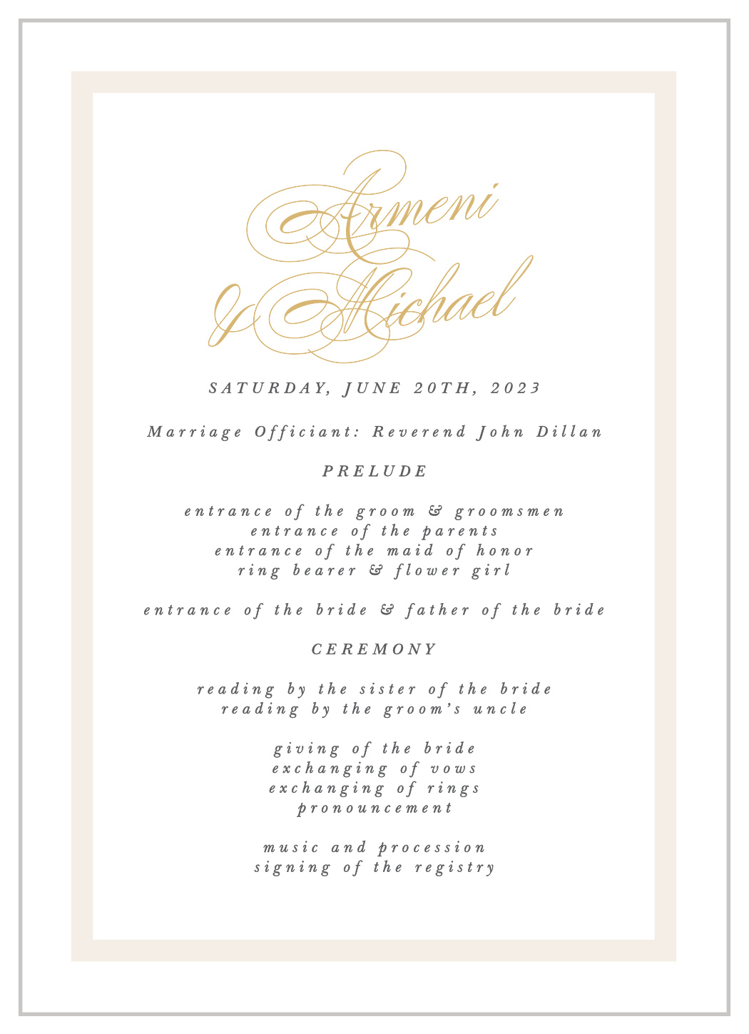 Simple Border Wedding Programs