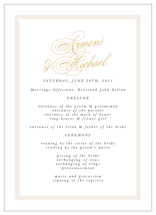 Simple Border Wedding Programs