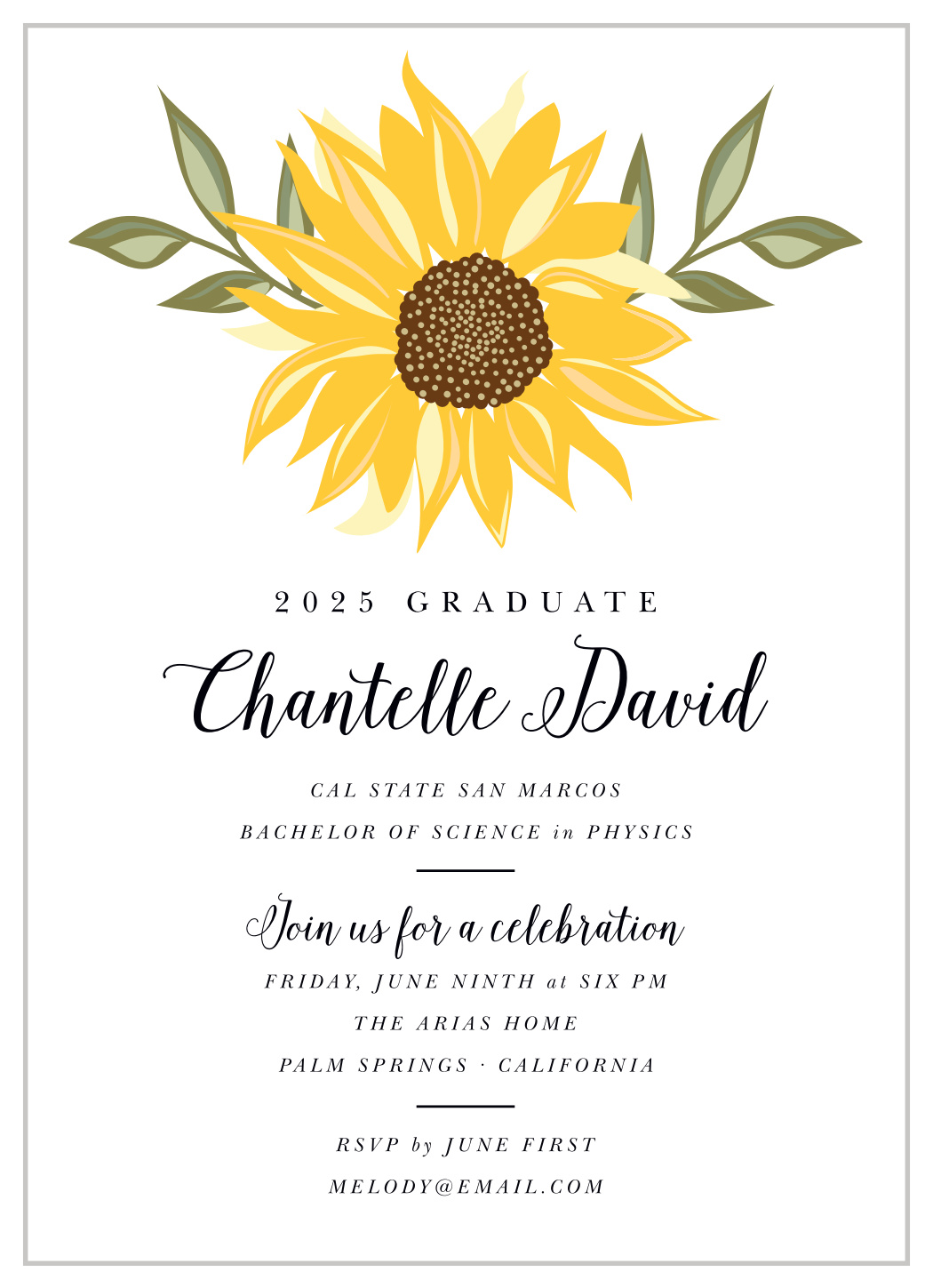 Sunflower Burst Graduation Invitations