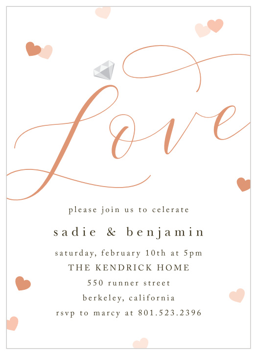 Surround yourself with your family and friends to celebrate you and your partner's commitment to each other with our Cupid's Love Engagement Party Invitations.