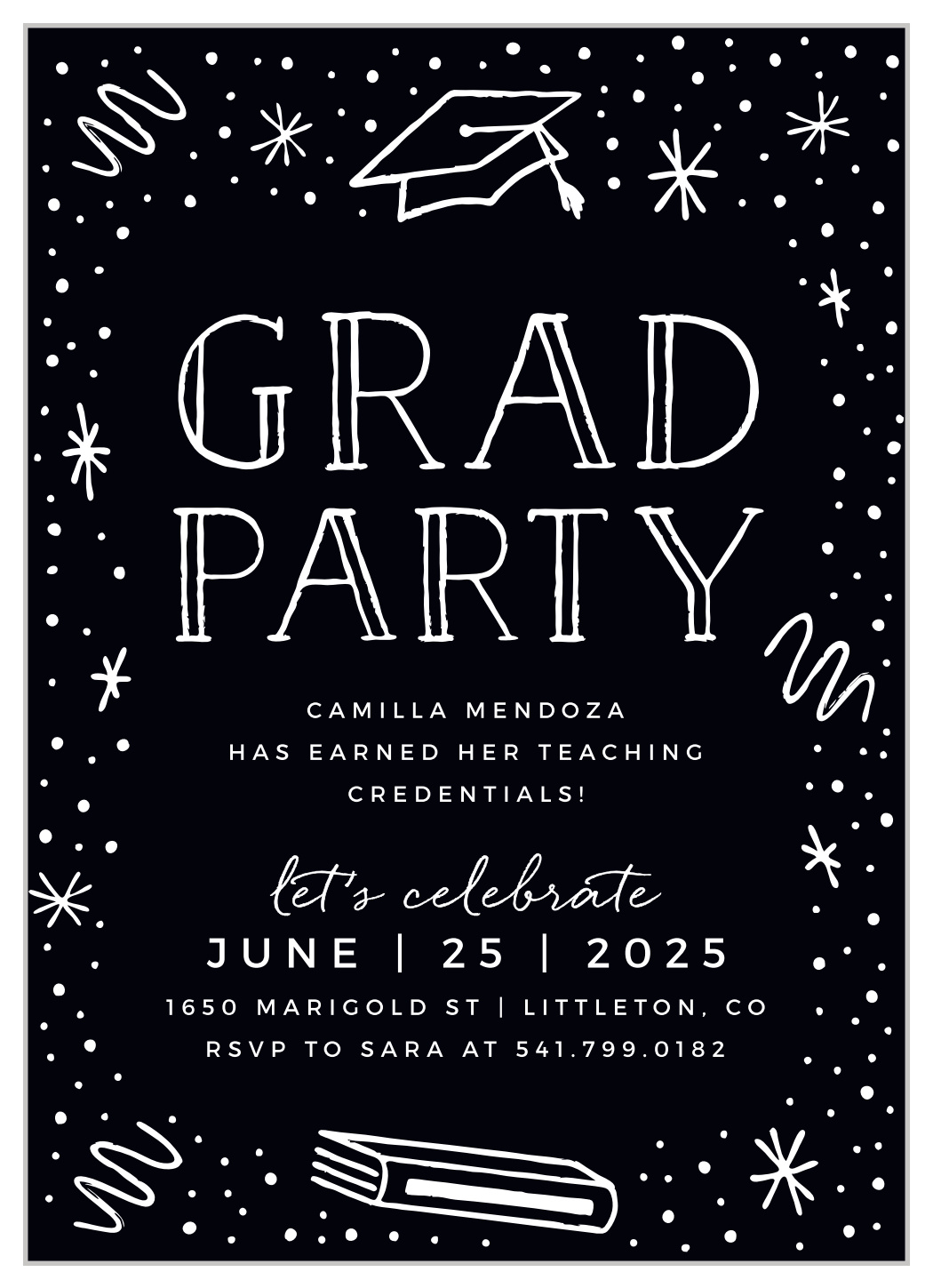 Teacher's Chalkboard Graduation Invitations