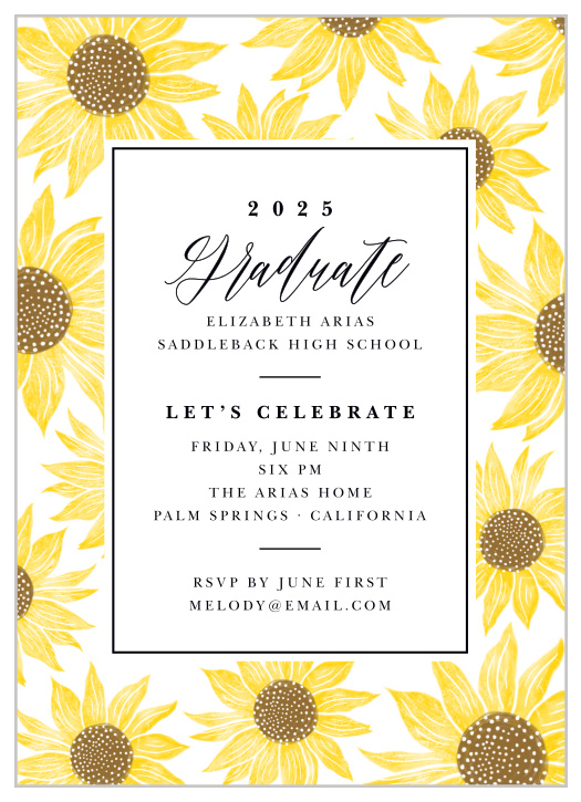 Let everyone know you're graduating with the brightness and cheer of our Sunflower Student Graduation Invitations!