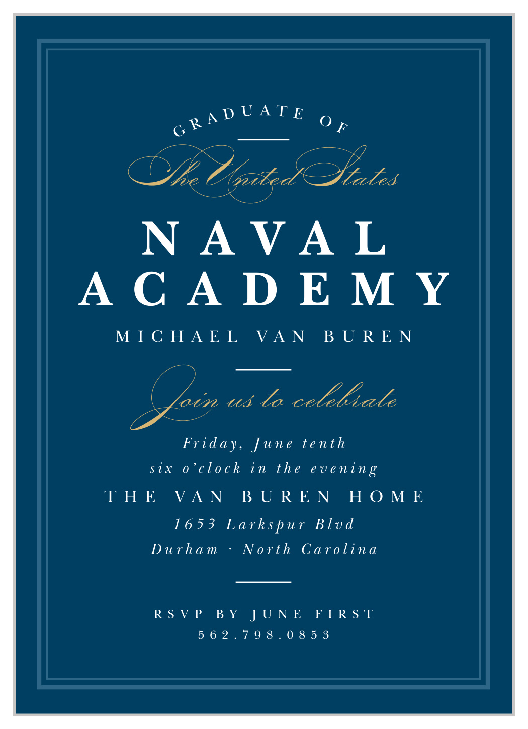 Naval Academy Graduation Invitations