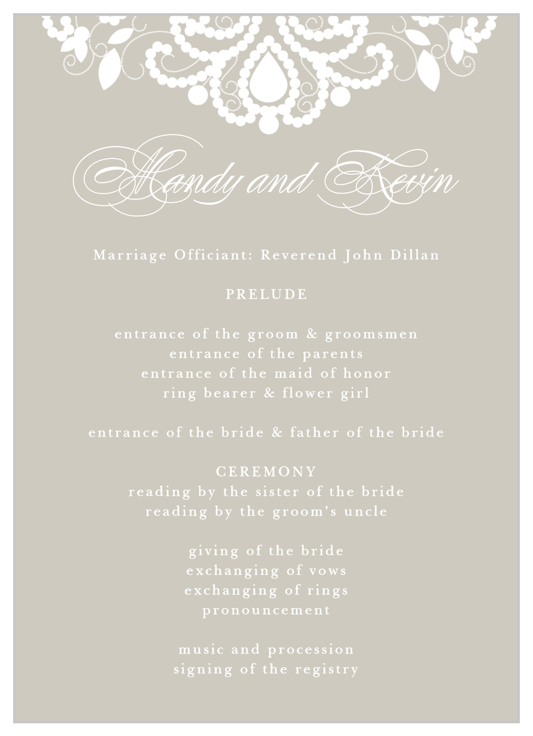 Old Fashioned Charm Wedding Programs