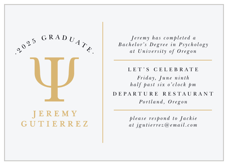 Get your friends and family together to celebrate you with our Psychology Grad Graduation Party Invitations. 