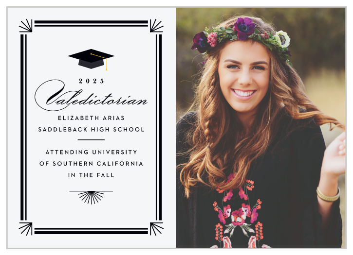 Our Valedictorian Grad Graduation Announcements ensure that your loved one's accomplishment is celebrated by the people that care most.